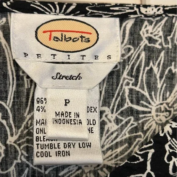 Talbots Petite Stretch Cotton Floral Top - Picture 4 of 5